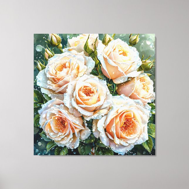 Pale peach roses canvas print (Front)