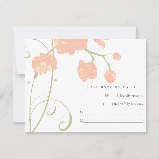Pale Peachy Pink Orchids RSVP (Front)