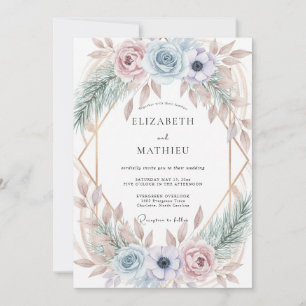 Pale Periwinkle Anemone Wedding Invitation
