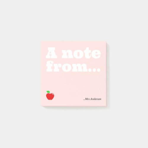Pale Pink a note from Teachers Apple Custom 3x3