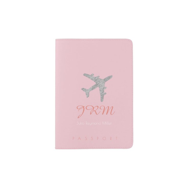 pale pink airplane travel feminine passport holder Zazzle