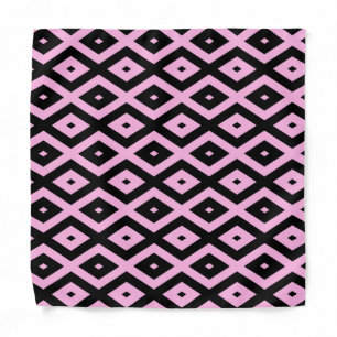 Pale pink and black diamond pattern bandana
