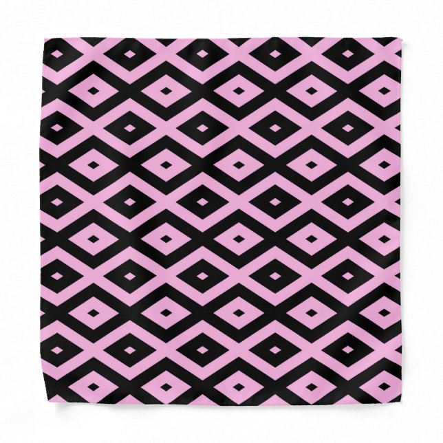 Pale pink and black diamond pattern bandana (Front)