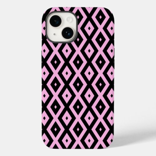 Pale pink and black diamond pattern Case_Mate iPhone 14 case