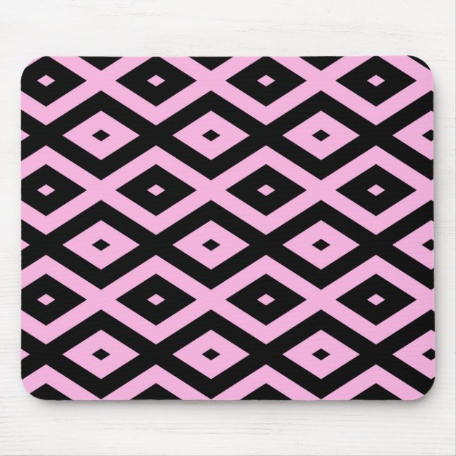 Pale pink and black diamond pattern mouse pad (Front)