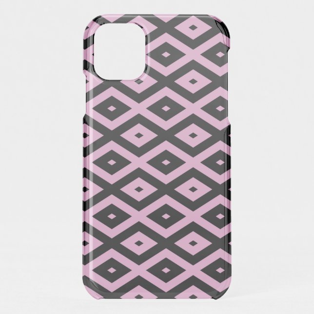Pale pink and black diamond pattern uncommon iPhone case (Back)