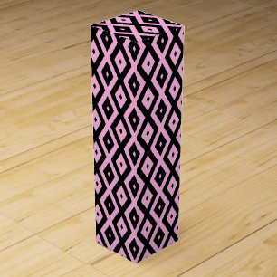 Pale pink and black diamond pattern wine box