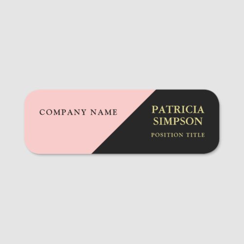 Pale Pink And Black Girly Professional Appearance Name Tag