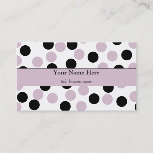 Pale Pink and Black Polka Dot Business Card