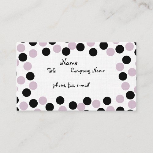 Pale Pink and Black Polka Dot Business Card