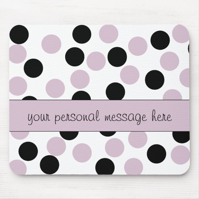 Pale Pink and Black Polka Dot Mouse Pad (Front)