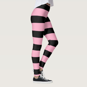 Pale pink and black stripes pattern leggings
