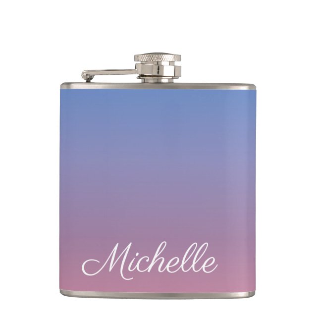 Pale pink and blue gradient ombre flask (Front)
