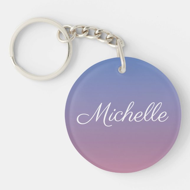 Pale pink and blue gradient ombre keychain (Front)