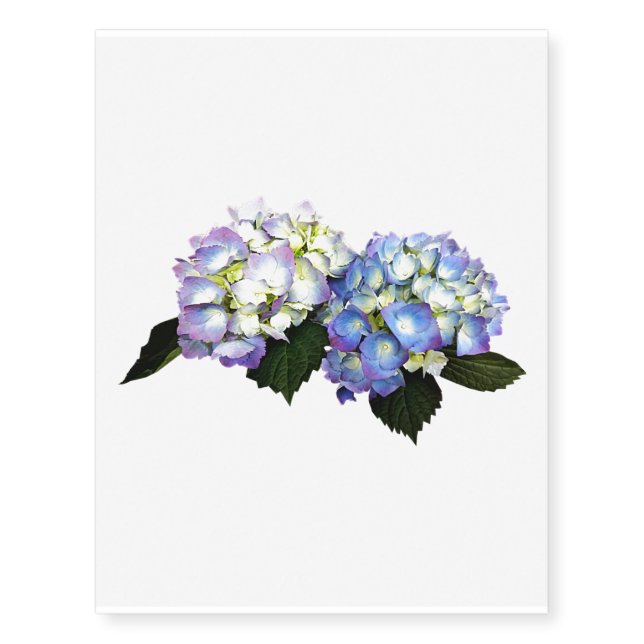 Pale Pink and Blue Hydrangea Temporary Tattoos (Front)
