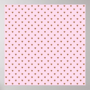 Pale Pink And Brown Heart Pattern. Poster by Graphics_By_Metarla at Zazzle