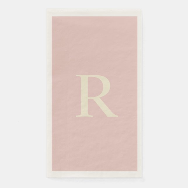 Pale Pink and Cream Pastel Monogrammed  Paper Guest Towels (Front)