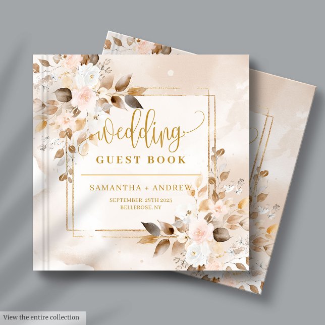 Pale Pink and Gold Autumn Bouquet Wedding Book (Pale Pink and Gold Autumn Bouquet Wedding Guest Book

)