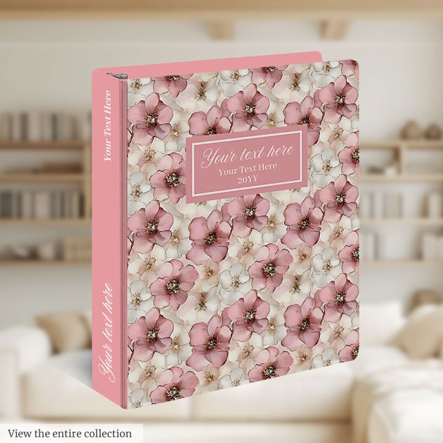 Pale Pink and Gold Chic Monogram Wedding Gift 3 Ring Binder (Pale Pink and Gold Chic Monogram Wedding Gift Binder)