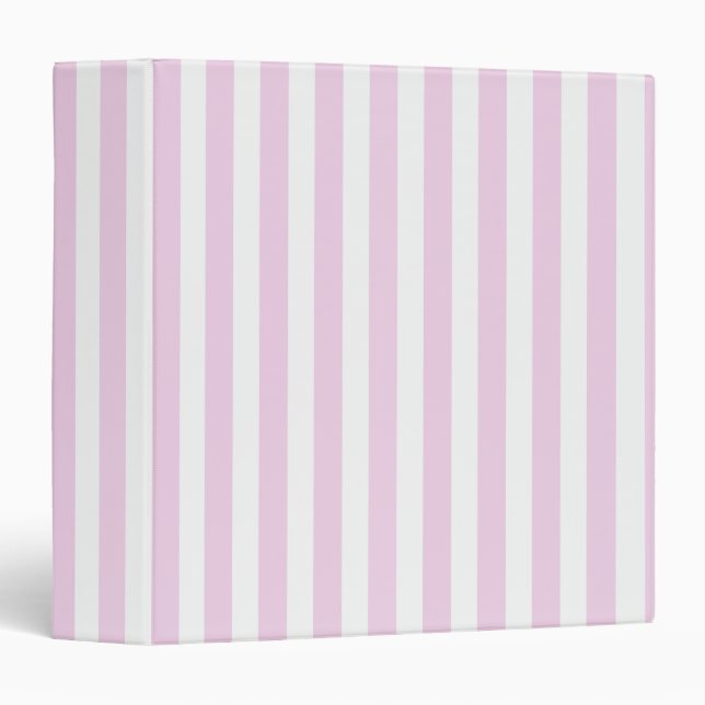 Pale pink and white candy stripes 3 ring binder (Front/Spine)