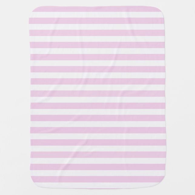 Pale pink and white candy stripes baby blanket (Front)