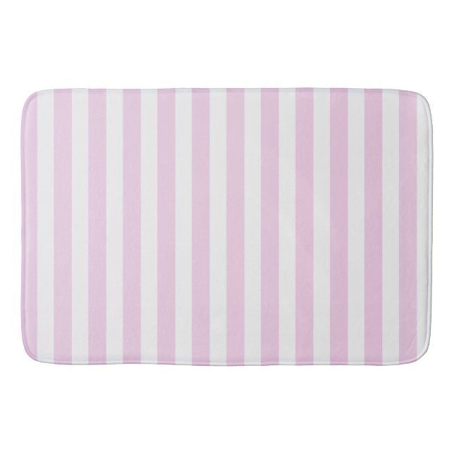 Pale pink and white candy stripes bath mat (Front)