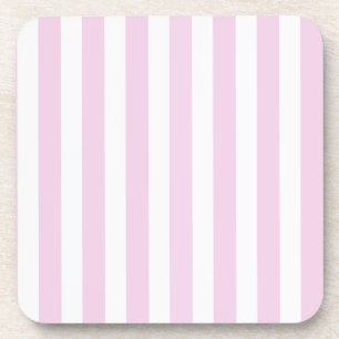 Pale pink and white candy stripes beverage coaster