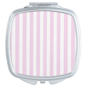 Pale pink and white candy stripes compact mirror