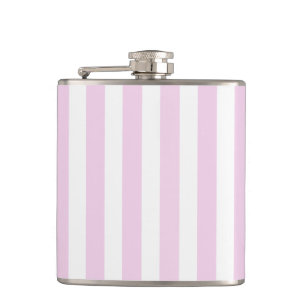 Pale pink and white candy stripes flask