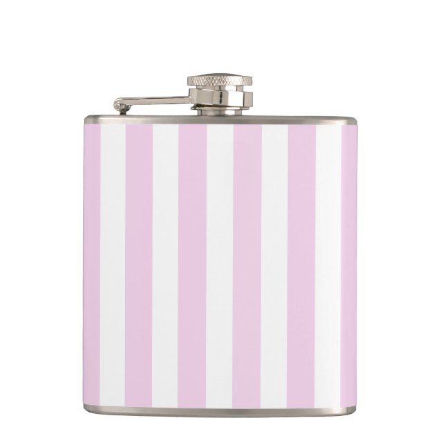 Pale pink and white candy stripes flask (Front)