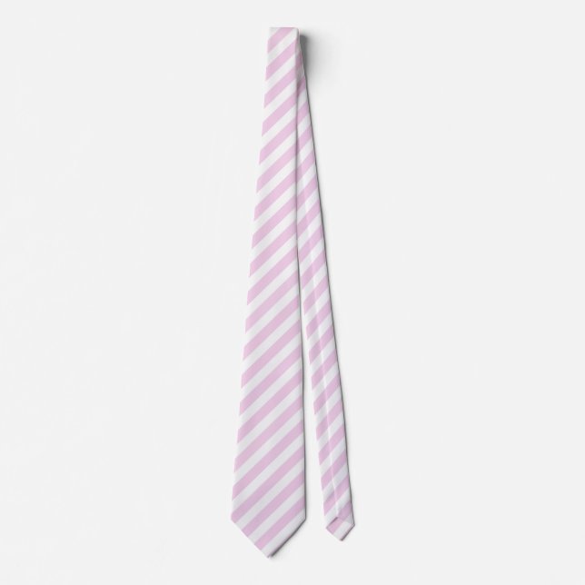 Pale pink and white candy stripes neck tie (Front)