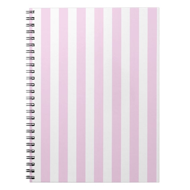 Pale pink and white candy stripes notebook (Front)