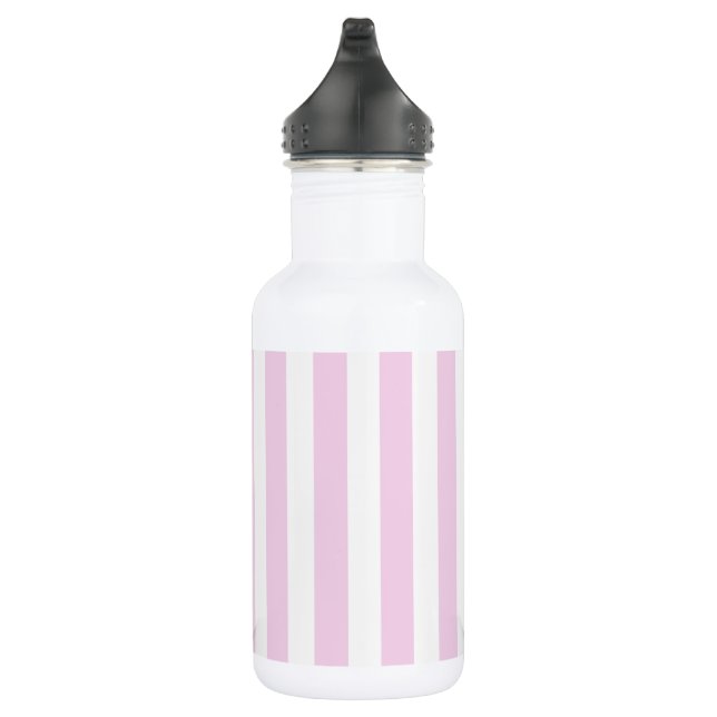 Pale pink and white candy stripes stainless steel water bottle (Right)