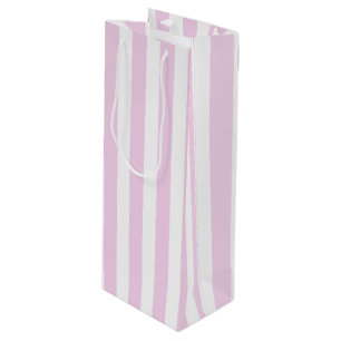 Pale pink and white candy stripes wine gift bag