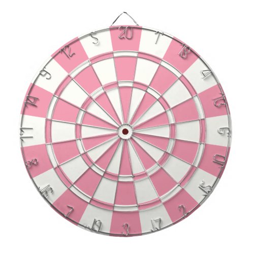 Pale Pink And White Dartboard With Darts