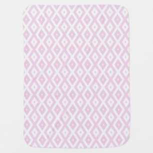 Pale pink and white diamond pattern baby blanket