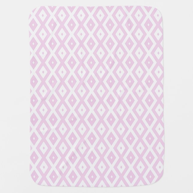 Pale pink and white diamond pattern baby blanket (Front)