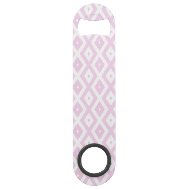 Pale pink and white diamond pattern bar key (Front)