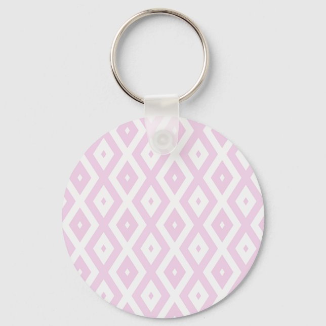 Pale pink and white diamond pattern keychain (Front)