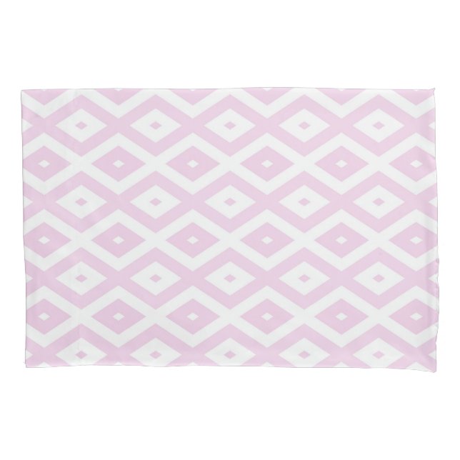 Pale pink and white diamond pattern pillow case (Front)