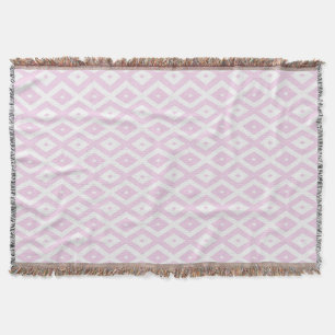Pale pink and white diamond pattern throw blanket