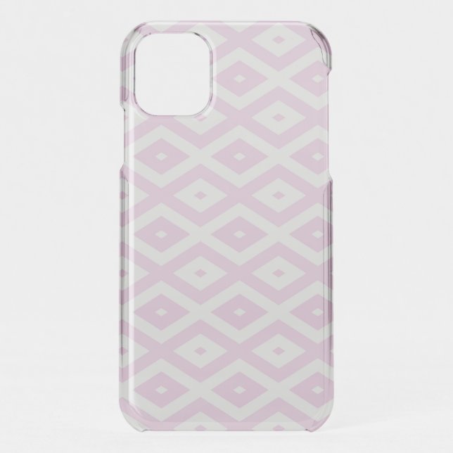 Pale pink and white diamond pattern uncommon iPhone case (Back)