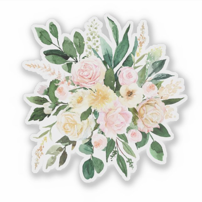 Pale pink and white flowers bouquet sticker (Front)
