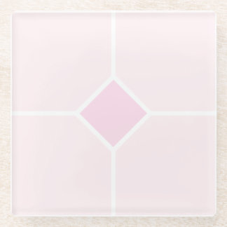 Pale pink and white geometric pattern glass coaster