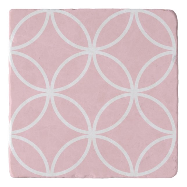 Pale pink and white geometric trivet (Front)