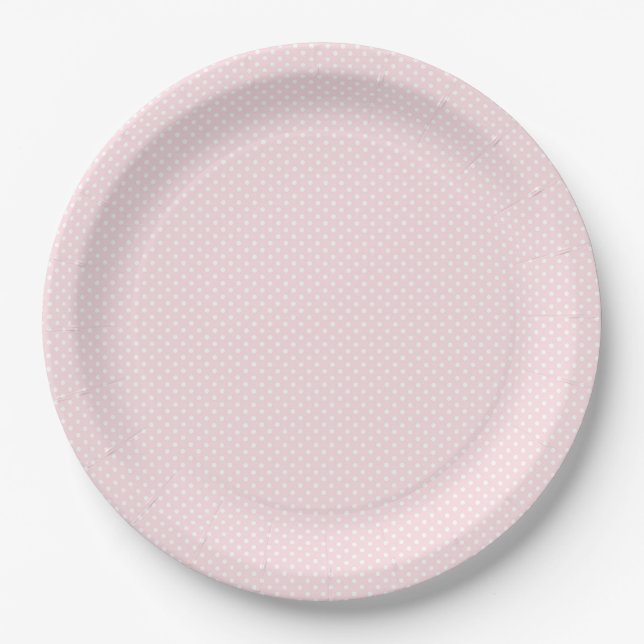 Pale pink and white mini dot paper plates (Front)