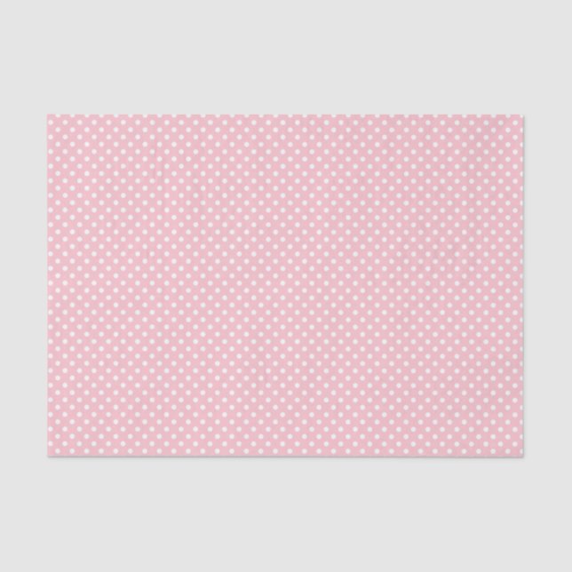 Pale Pink and White Polka Dot Pattern Tissue Paper (Front)