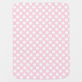 Pale Pink and White Polka Dots Receiving Blanket