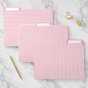 Pale Pink and White Striped File Folder