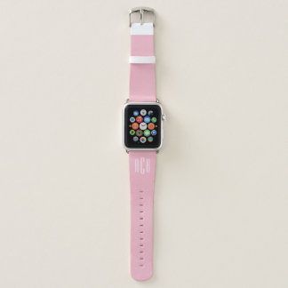 Pale Pink and White Three Letter Monogram Apple Watch Band